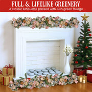 Christabelle Premium 1.8m Christmas Garland Jewelled Baubles & Berries Tree Decoration Ornament Pink Silver V240-112_GUE525