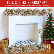 Christabelle Premium 100cm Christmas Garland Jewelled Baubles & Berries Tree Decoration Ornament Pink Silver V240-112_GUE526