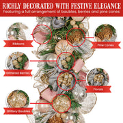 Christabelle Premium 100cm Christmas Garland Jewelled Baubles & Berries Tree Decoration Ornament Pink Silver V240-112_GUE526