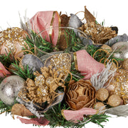 Christabelle 26cm Christmas Centrepiece Lush Green Holiday w/Jewelled Baubles, Foliage, Flowers, Pine Cones, V240-112_GUE527