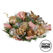 Christabelle 26cm Christmas Centrepiece Lush Green Holiday w/Jewelled Baubles, Foliage, Flowers, Pine Cones, V240-112_GUE527