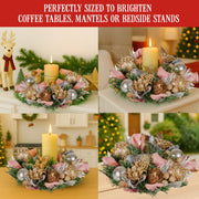 Christabelle 26cm Christmas Centrepiece Lush Green Holiday w/Jewelled Baubles, Foliage, Flowers, Pine Cones, V240-112_GUE527