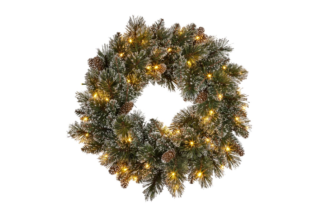 Christabelle 61cm Christmas Wreath Cashmere Pine with LED Lights Front Door Decoration Ornament V240-112_HZC61