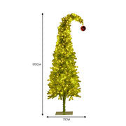 Christabelle 4ft Christmas Gremlin Tree Curved Top Red Bauble Built In Green & White LED Lights Foot Pedal V240-112_HZG4