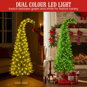 Christabelle 4ft Christmas Gremlin Tree Curved Top Red Bauble Built In Green & White LED Lights Foot Pedal V240-112_HZG4