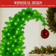 Christabelle 7.5ft Christmas Gremlin Tree Curved Top Red Bauble Built-in Green White LED Lights Control Base V240-112_HZG75