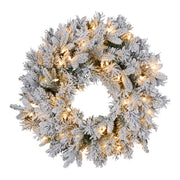 Christabelle Christmas Wreath Snowy Atica Pre-Lit with LED Lights Front Door Decoration Ornament V240-112_HZSA61