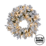 Christabelle Christmas Wreath Snowy Atica Pre-Lit with LED Lights Front Door Decoration Ornament V240-112_HZSA61