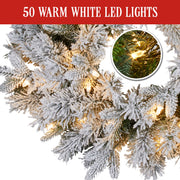 Christabelle Christmas Wreath Snowy Atica Pre-Lit with LED Lights Front Door Decoration Ornament V240-112_HZSA61