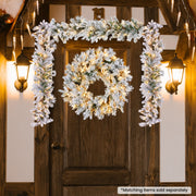 Christabelle Christmas Wreath Snowy Atica Pre-Lit with LED Lights Front Door Decoration Ornament V240-112_HZSA61