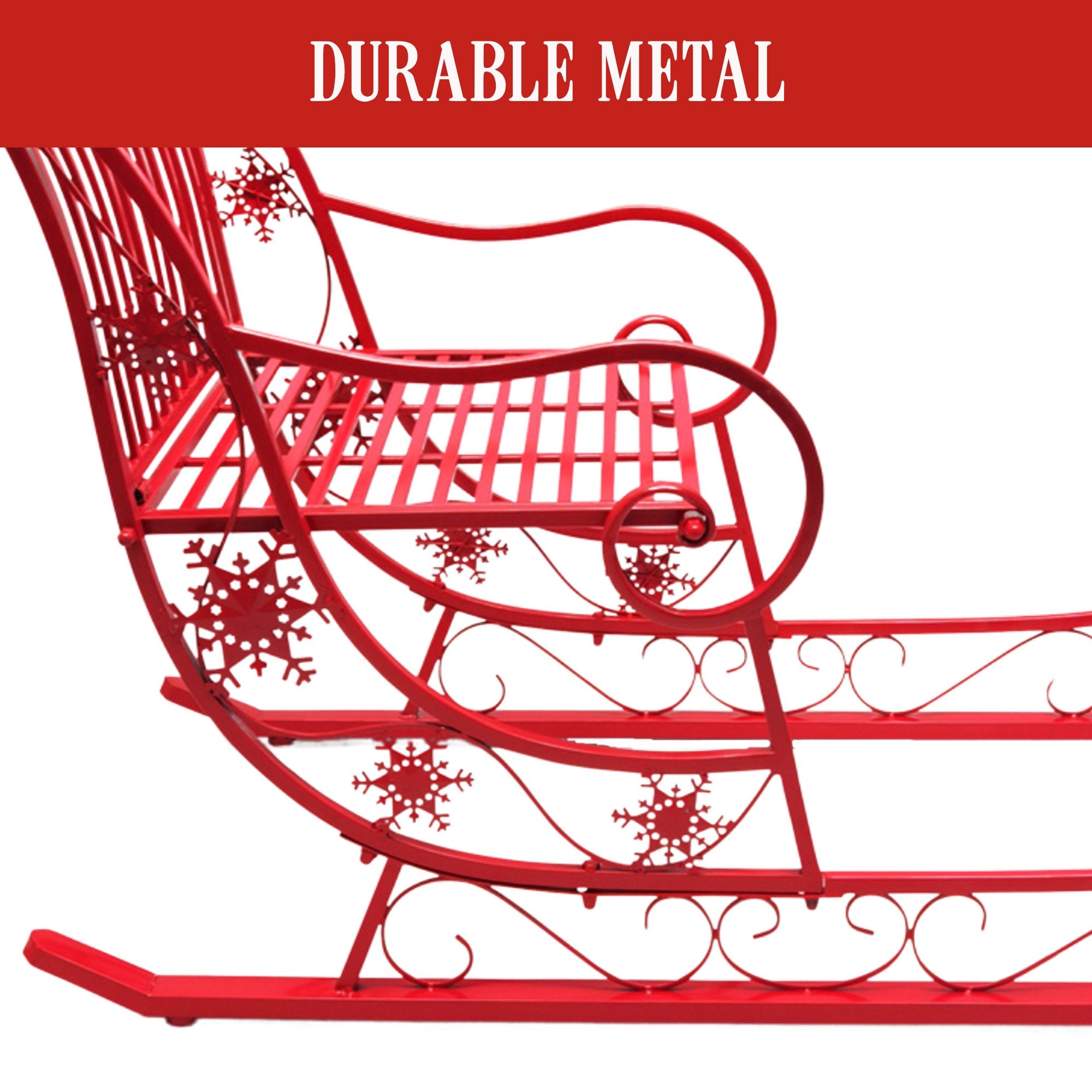 Christabelle Christmas Sleigh With Red Finish - Metal 150cm V240-112_JHC204R