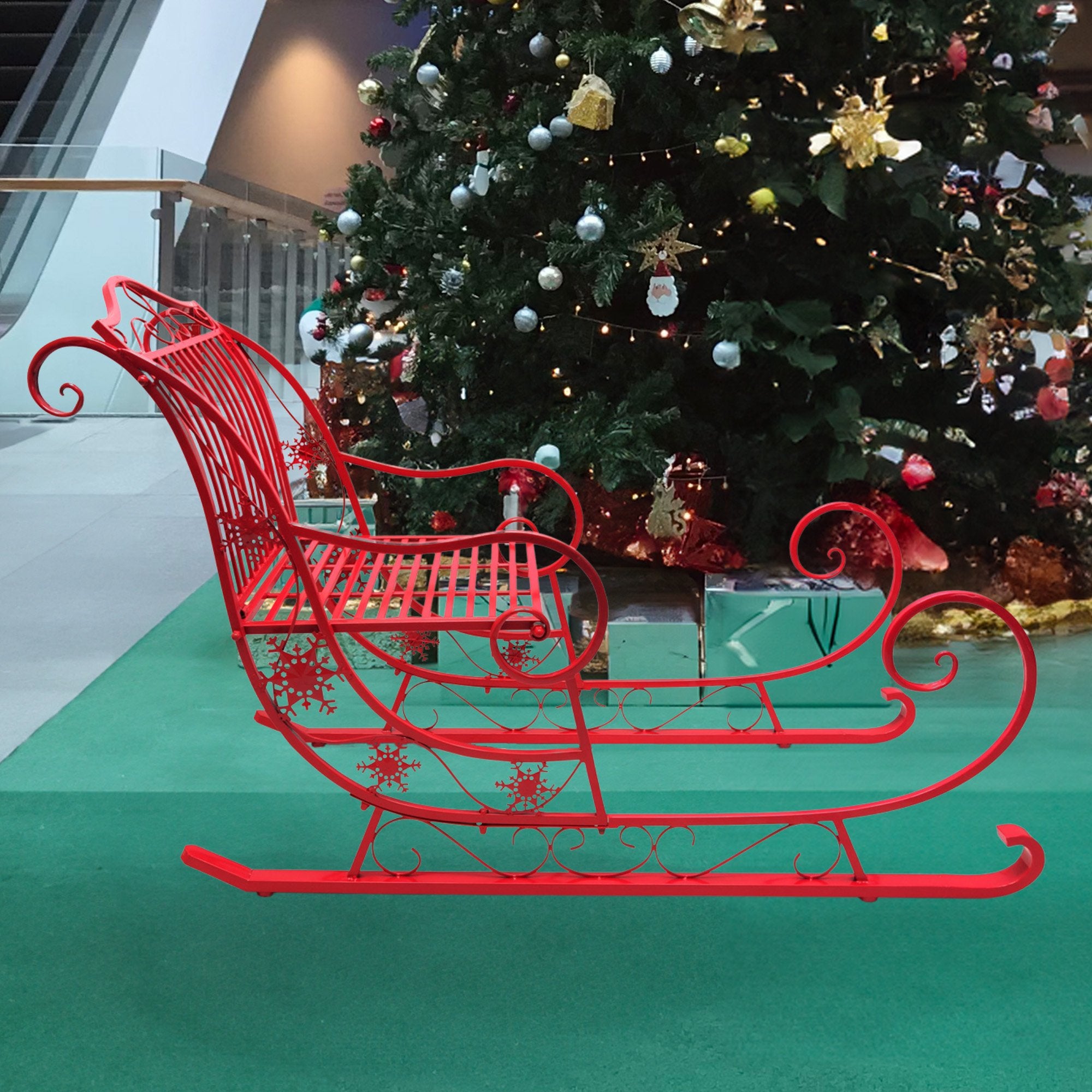 Christabelle Christmas Sleigh With Red Finish - Metal 150cm V240-112_JHC204R
