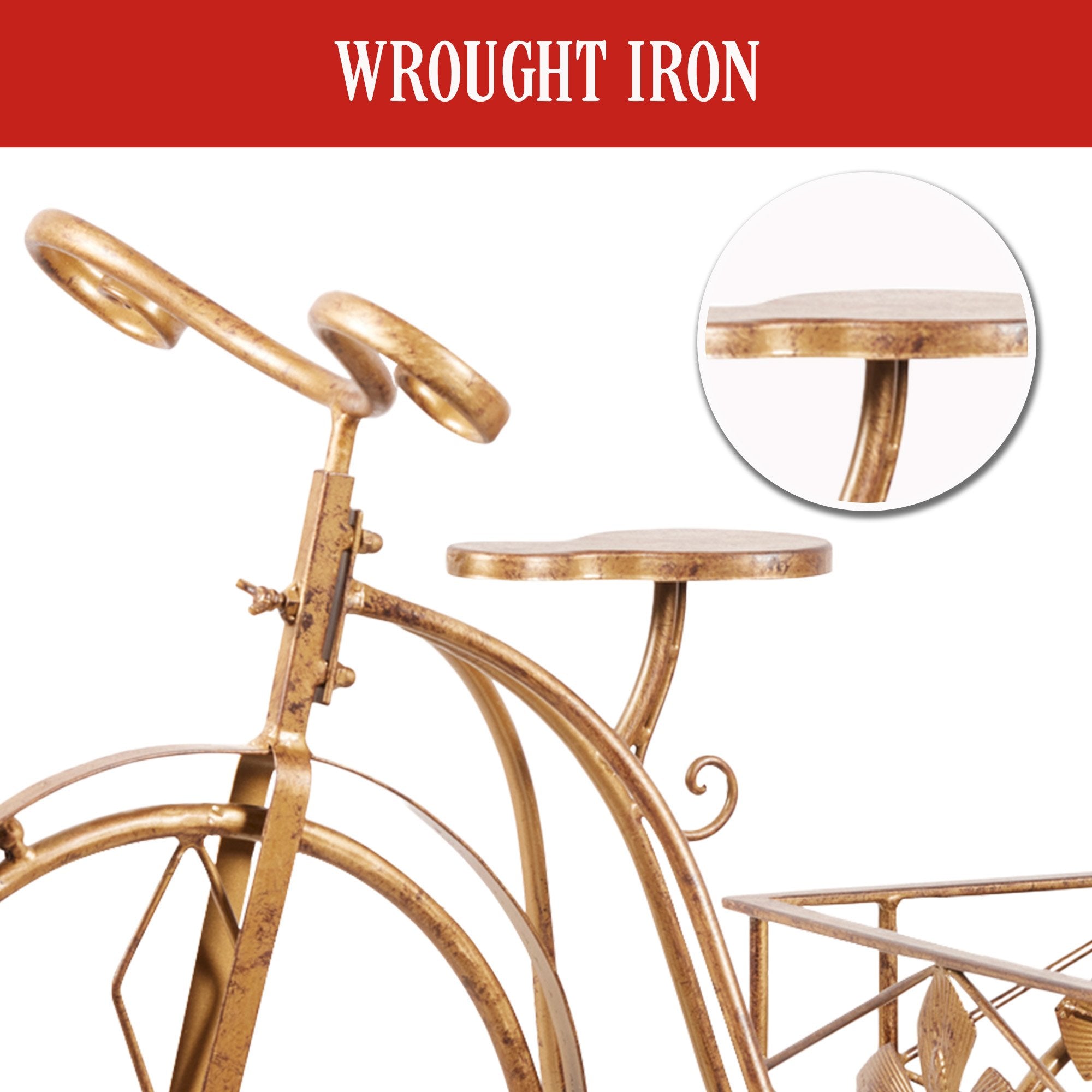 Christabelle Antique Gold Bicycle Christmas Tree Display Decoration Ornament V240-112_JHC501