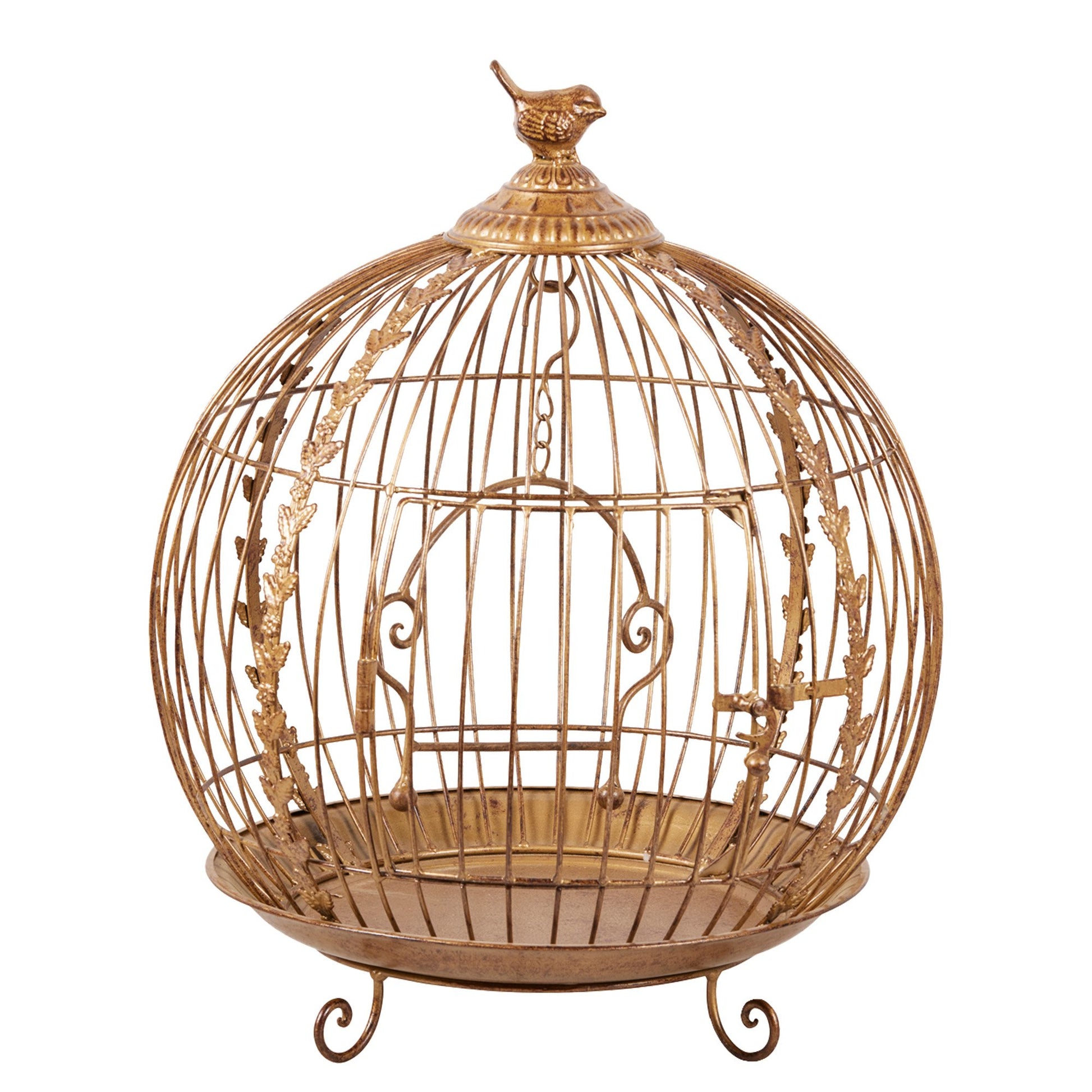 Christabelle Antique Gold Metal Art Iron Wrought Material Bird Cage Display Christmas Decor V240-112_JHC502