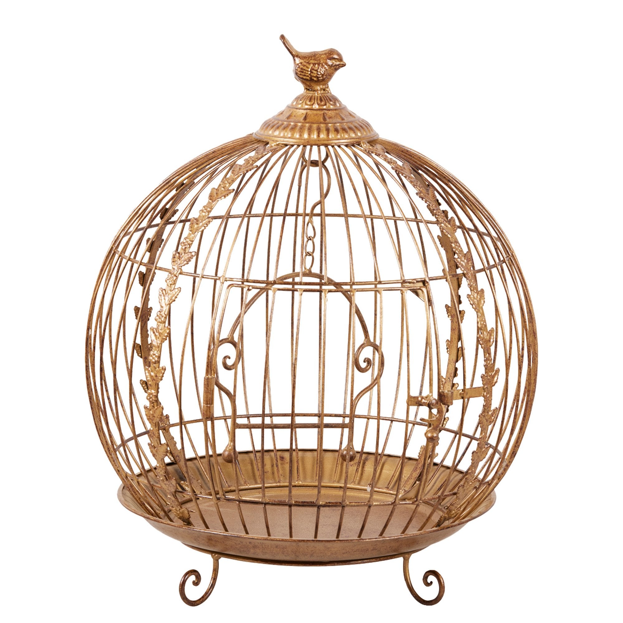 Christabelle Antique Gold Metal Art Iron Wrought Material Bird Cage Display Christmas Decor V240-112_JHC502