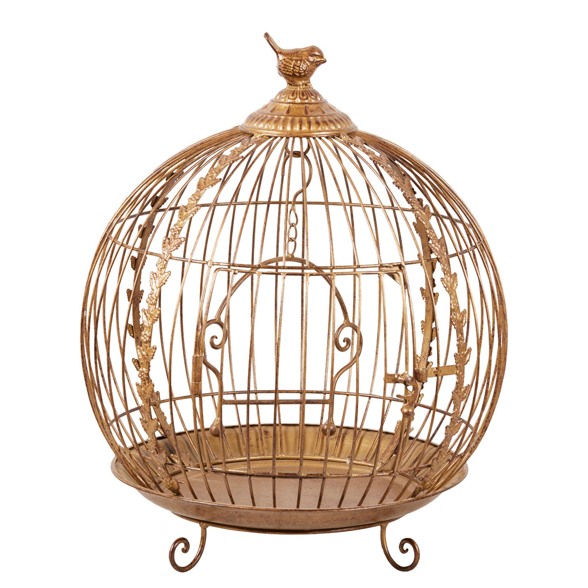 Christabelle Antique Gold Metal Art Iron Wrought Material Bird Cage Display Christmas Decor V240-112_JHC502