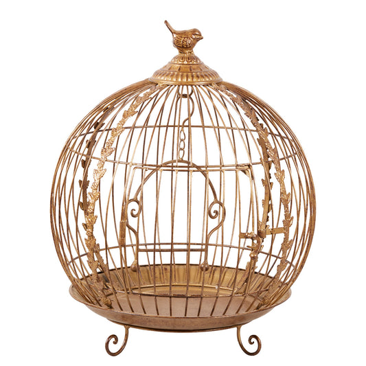 Christabelle Antique Gold Metal Art Iron Wrought Material Bird Cage Display Christmas Decor V240-112_JHC502
