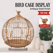 Christabelle Antique Gold Metal Art Iron Wrought Material Bird Cage Display Christmas Decor V240-112_JHC502
