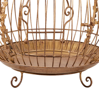 Christabelle Antique Gold Metal Art Iron Wrought Material Bird Cage Display Christmas Decor V240-112_JHC502