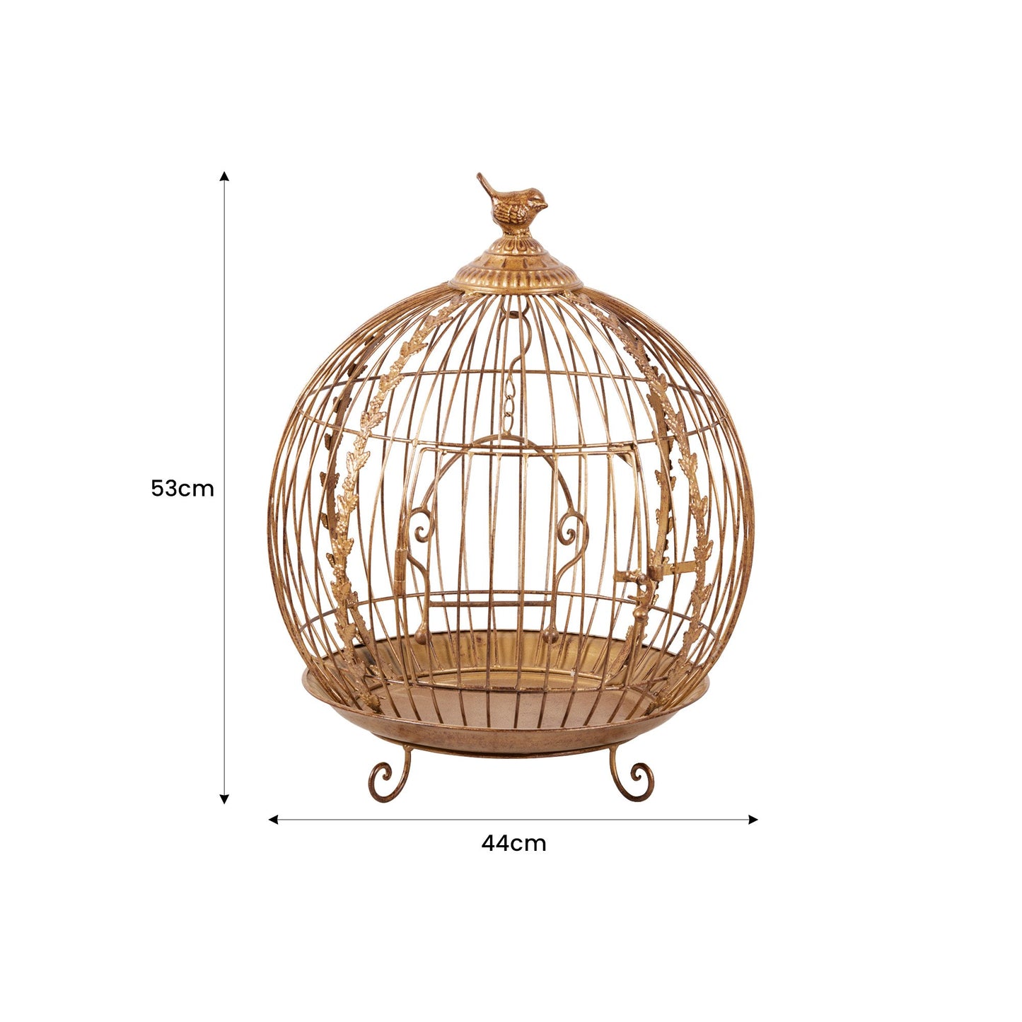 Christabelle Antique Gold Metal Art Iron Wrought Material Bird Cage Display Christmas Decor V240-112_JHC502