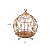 Christabelle Antique Gold Metal Art Iron Wrought Material Bird Cage Display Christmas Decor V240-112_JHC502