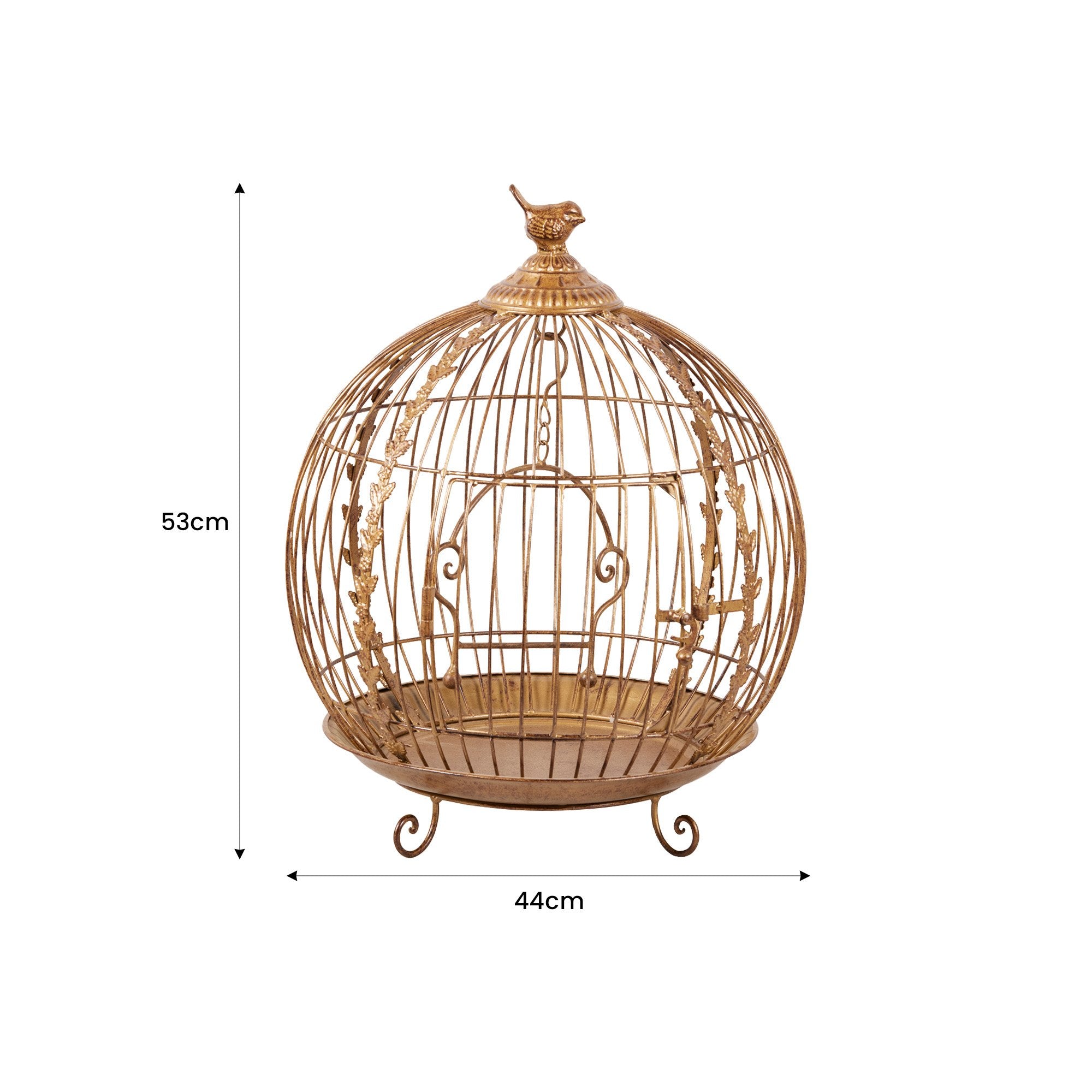 Christabelle Antique Gold Metal Art Iron Wrought Material Bird Cage Display Christmas Decor V240-112_JHC502