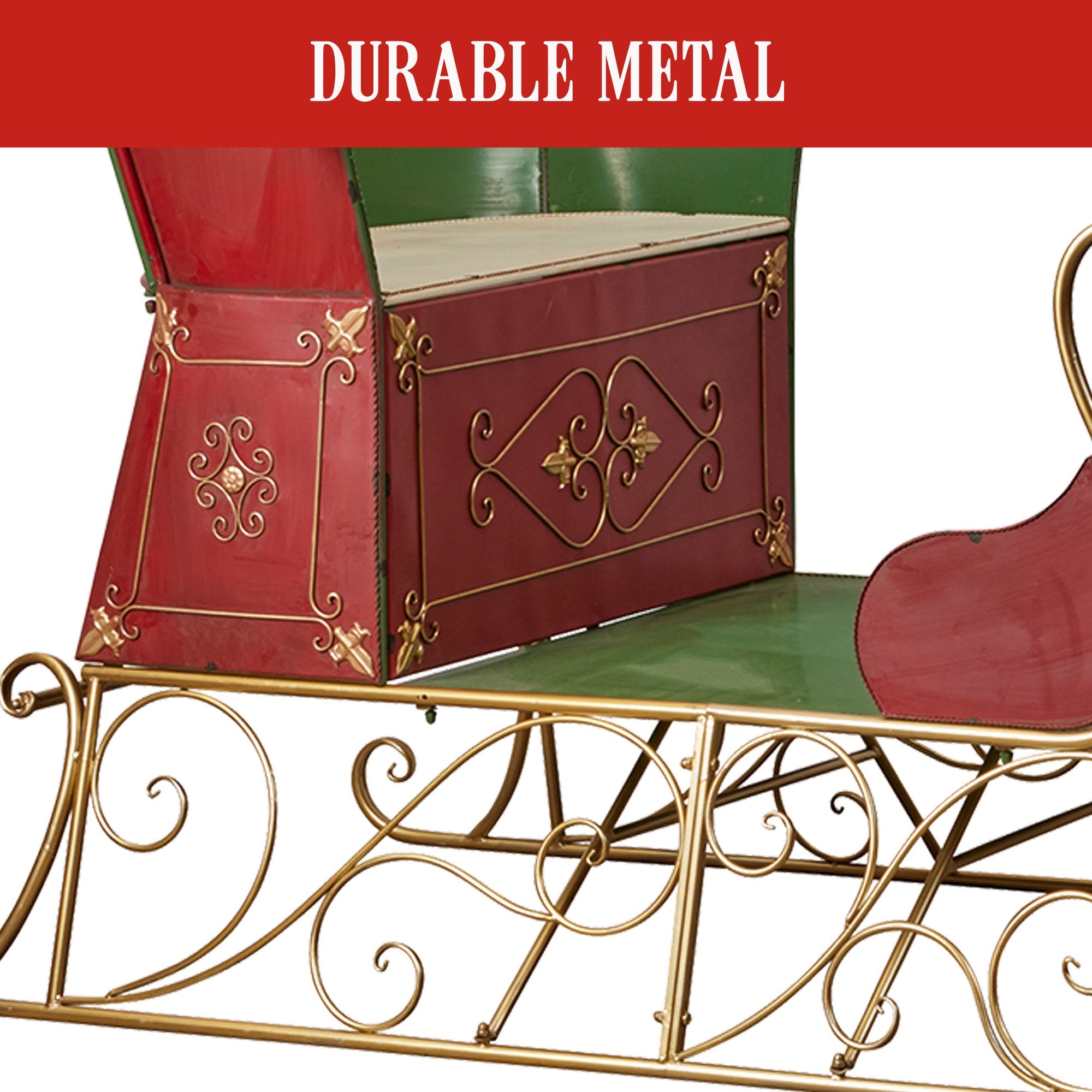Christabelle Jumbo Life Size 210cm Rustic Christmas Sleigh Display Steel Art Christmas Decoration V240-112_JHC600