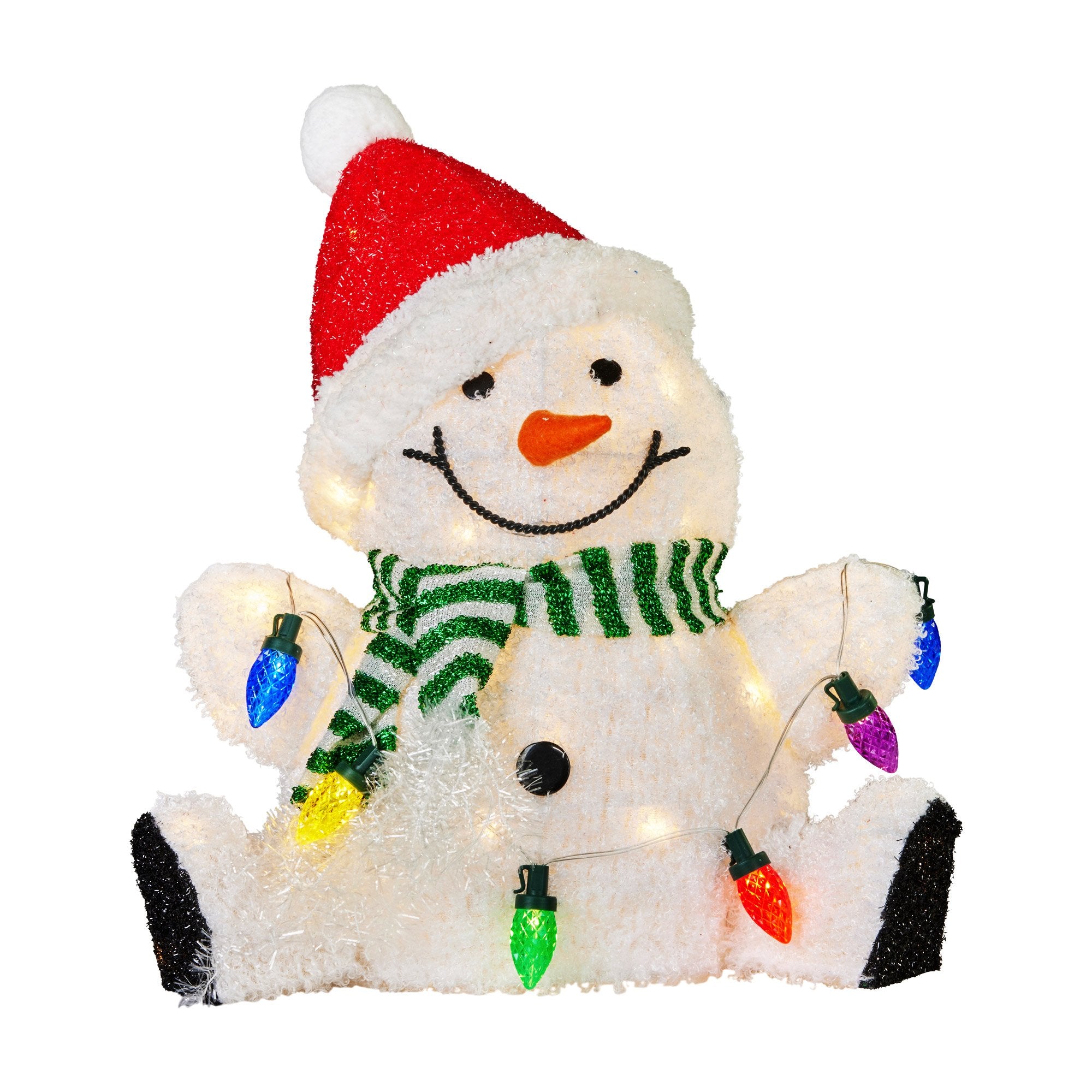 Christabelle Sitting Christmas Snowman Display With Lights - 40cm V240-112_MHA504