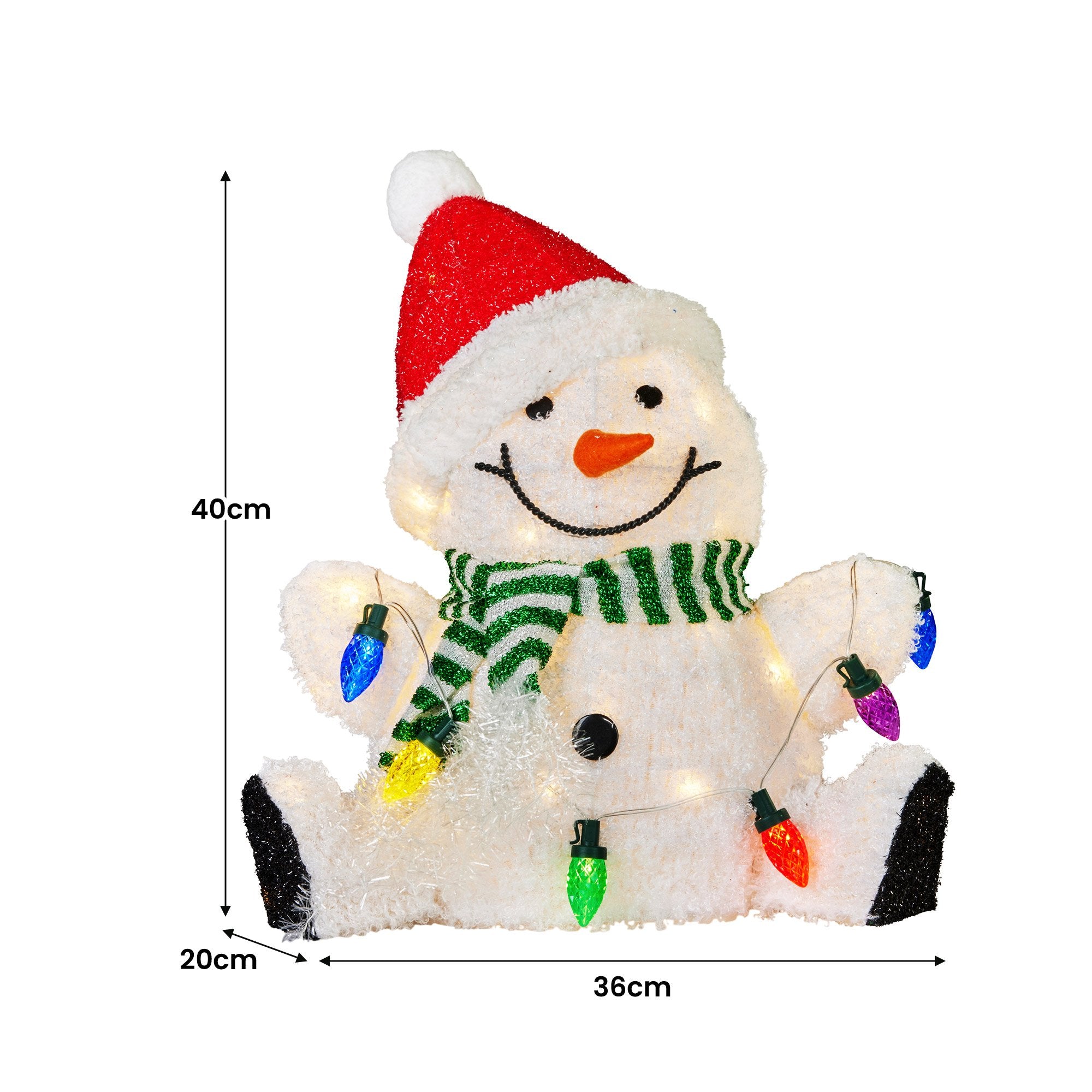 Christabelle Sitting Christmas Snowman Display With Lights - 40cm V240-112_MHA504