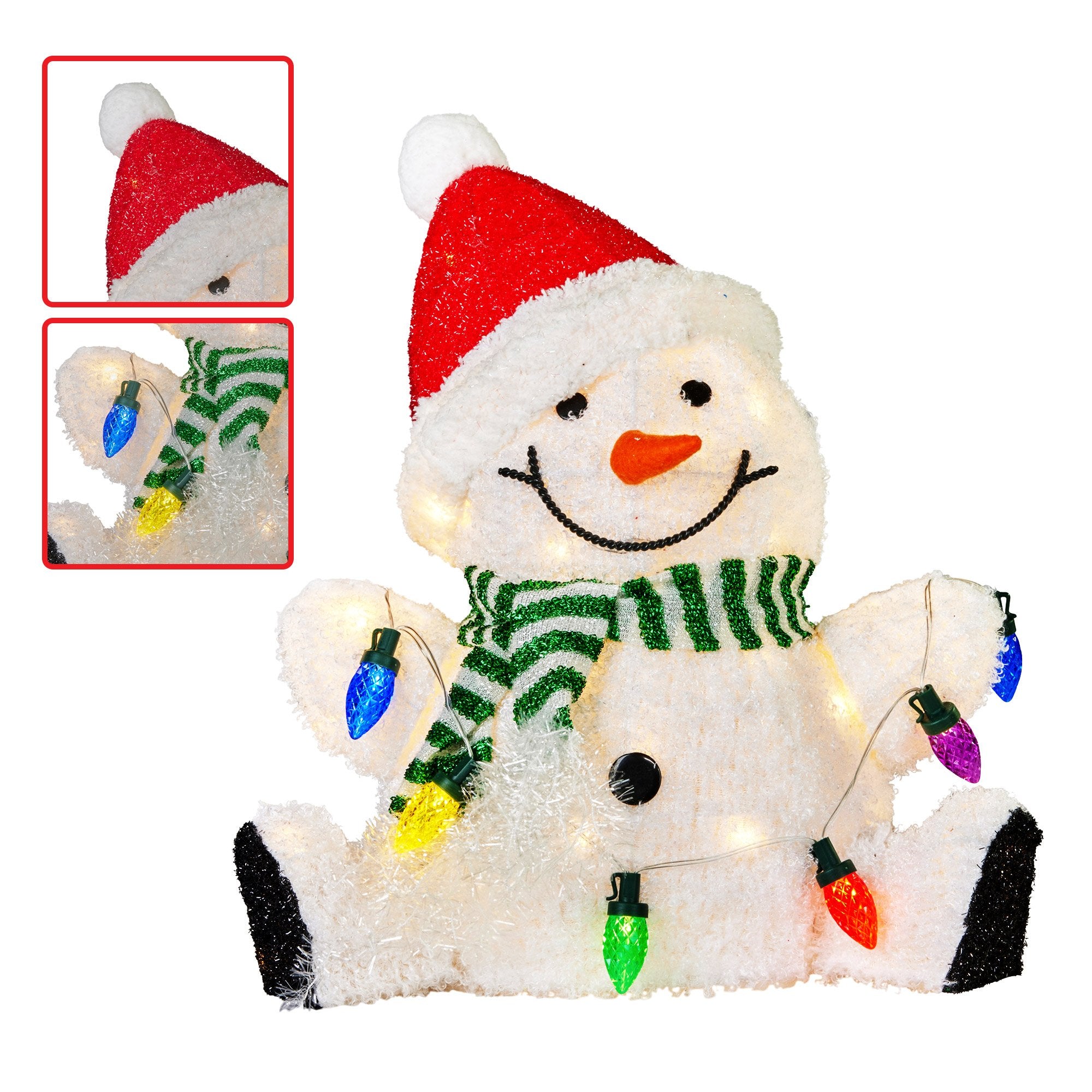 Christabelle Sitting Christmas Snowman Display With Lights - 40cm V240-112_MHA504