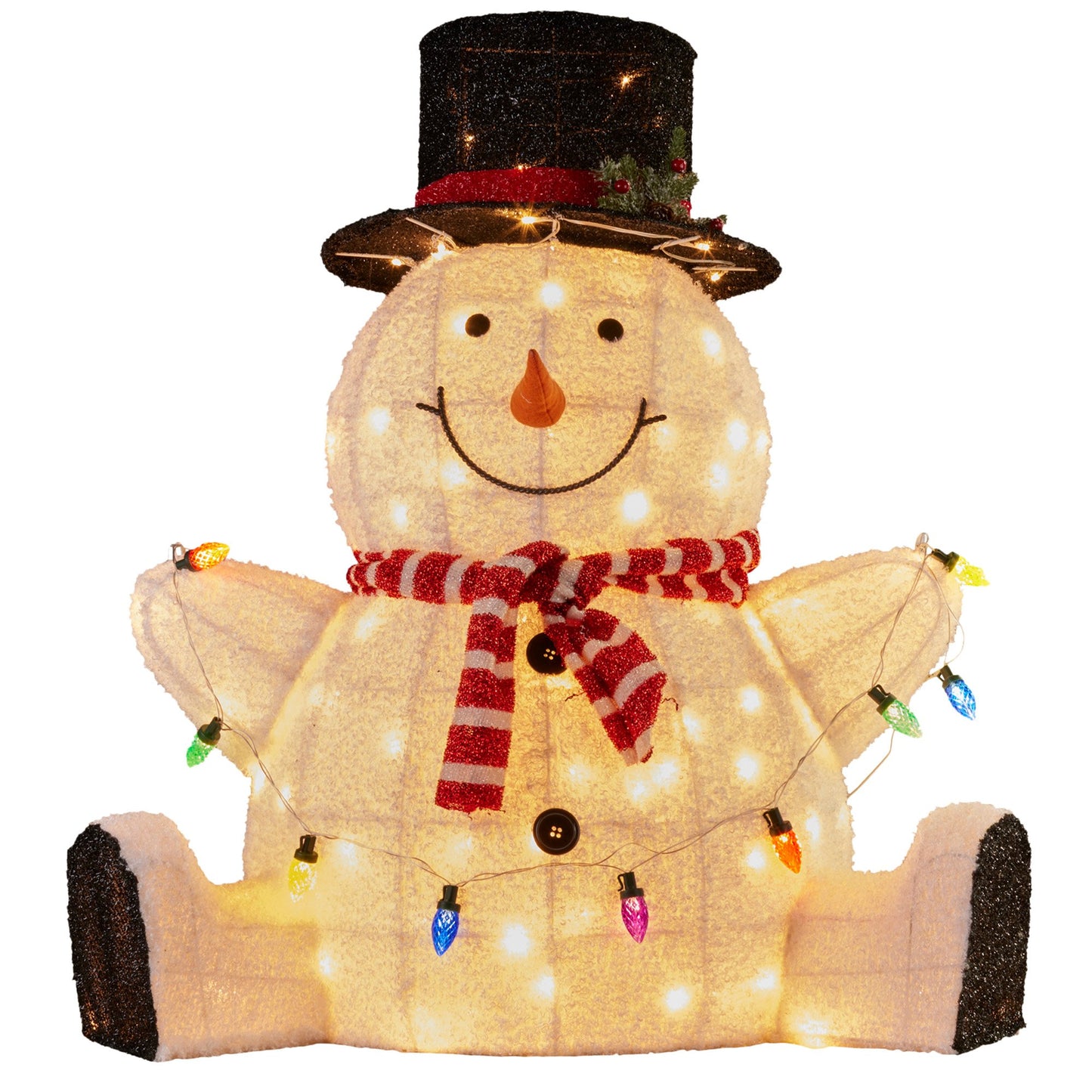 Christabelle 82cm Sitting Snowman Christmas Display with Lights V240-112_MHA505