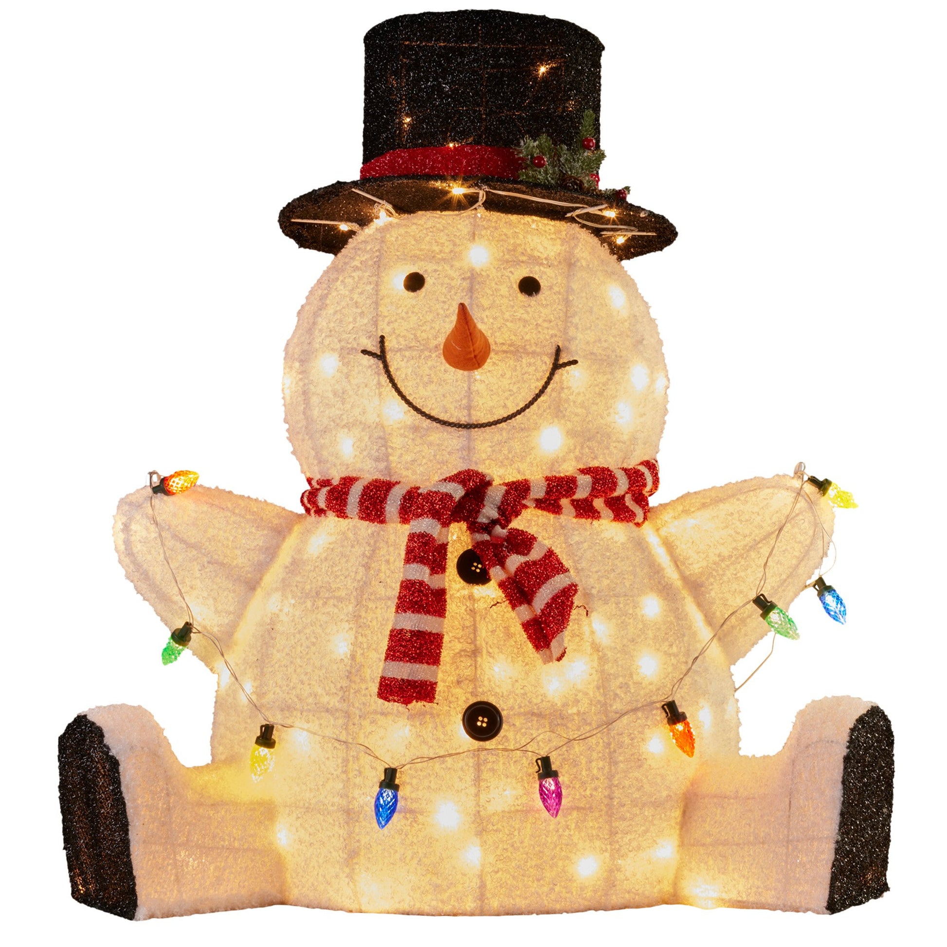 Christabelle 82cm Sitting Snowman Christmas Display with Lights V240-112_MHA505