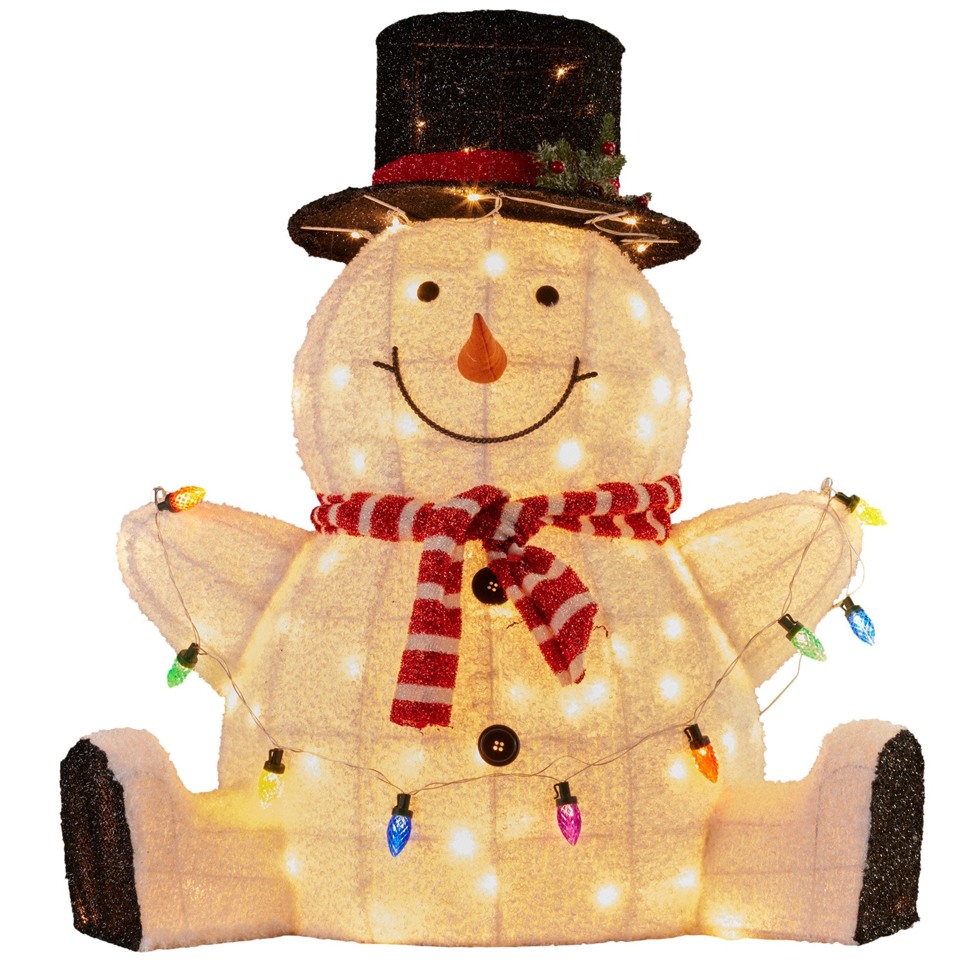Christabelle 82cm Sitting Snowman Christmas Display with Lights V240-112_MHA505