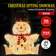 Christabelle 82cm Sitting Snowman Christmas Display with Lights V240-112_MHA505