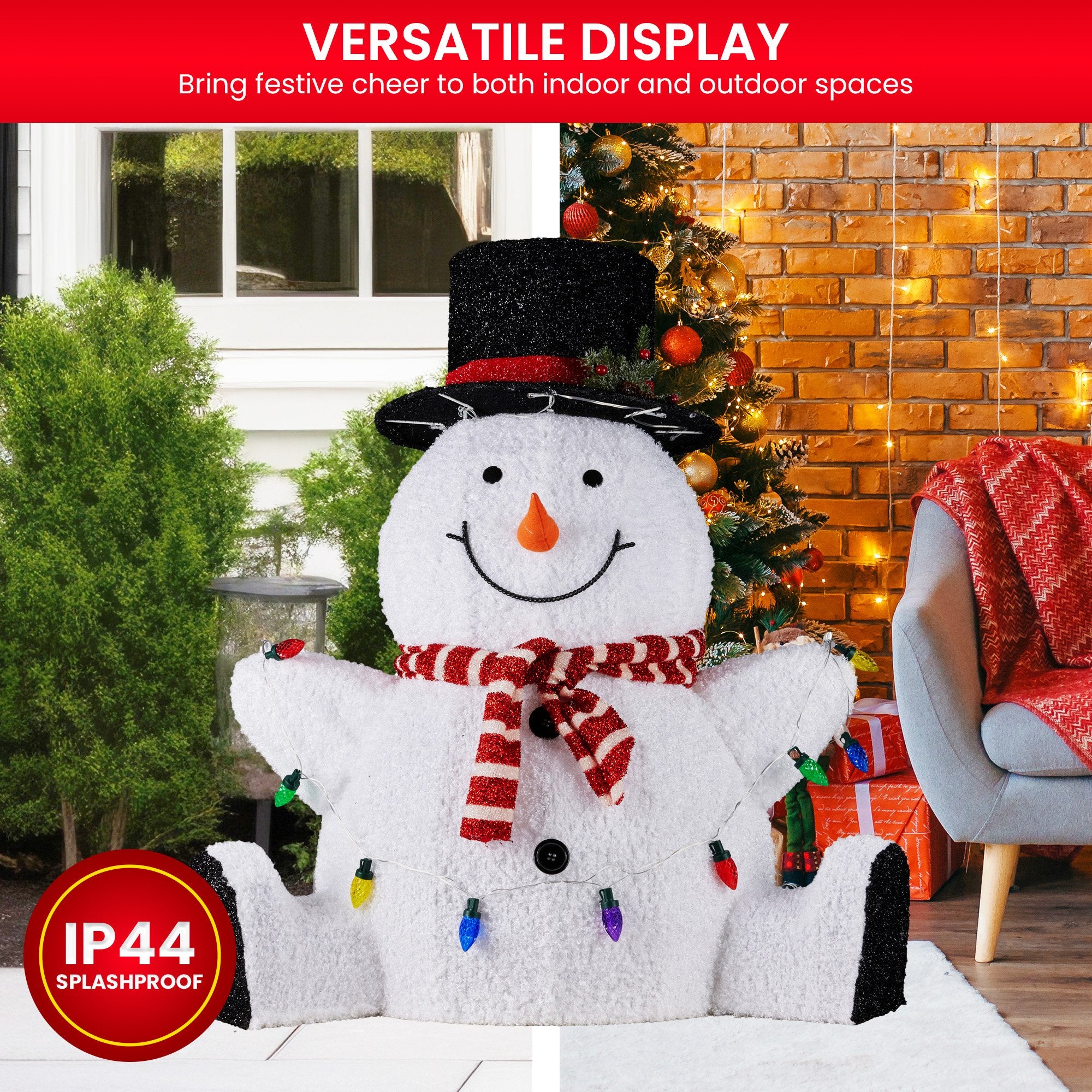 Christabelle 82cm Sitting Snowman Christmas Display with Lights V240-112_MHA505