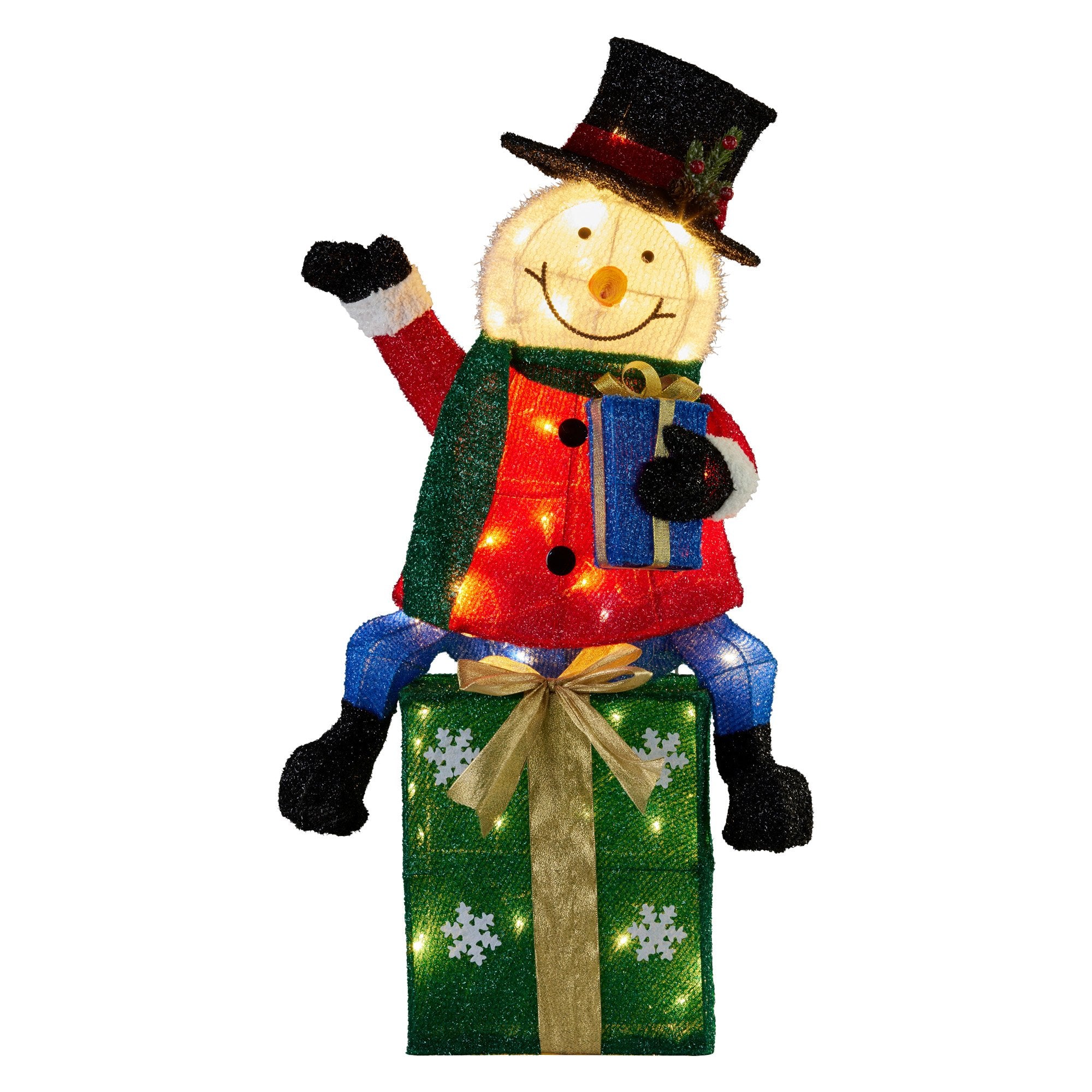 Christabelle 85cm Christmas Snowman On Presents Display with Lights V240-112_MHA509