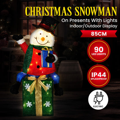 Christabelle 85cm Christmas Snowman On Presents Display with Lights V240-112_MHA509