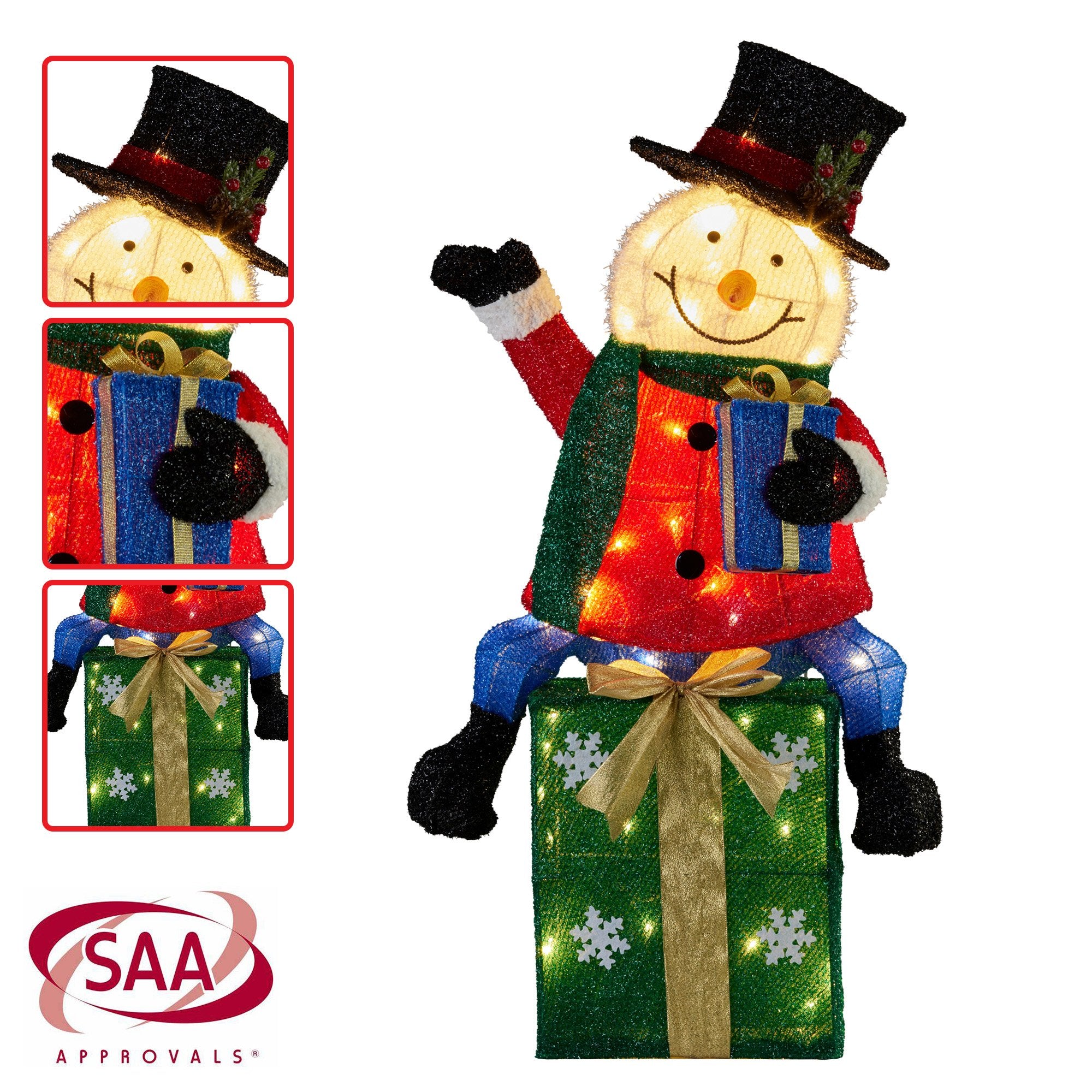 Christabelle 85cm Christmas Snowman On Presents Display with Lights V240-112_MHA509