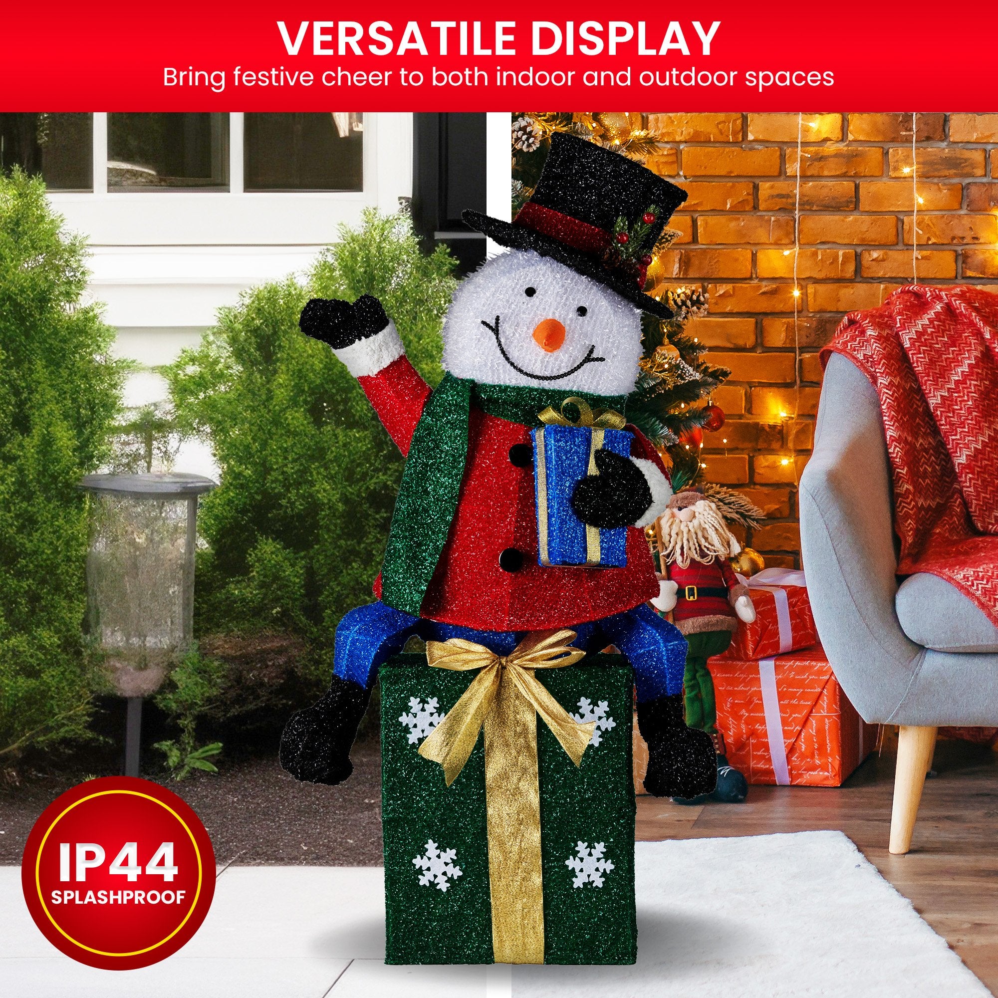 Christabelle 85cm Christmas Snowman On Presents Display with Lights V240-112_MHA509