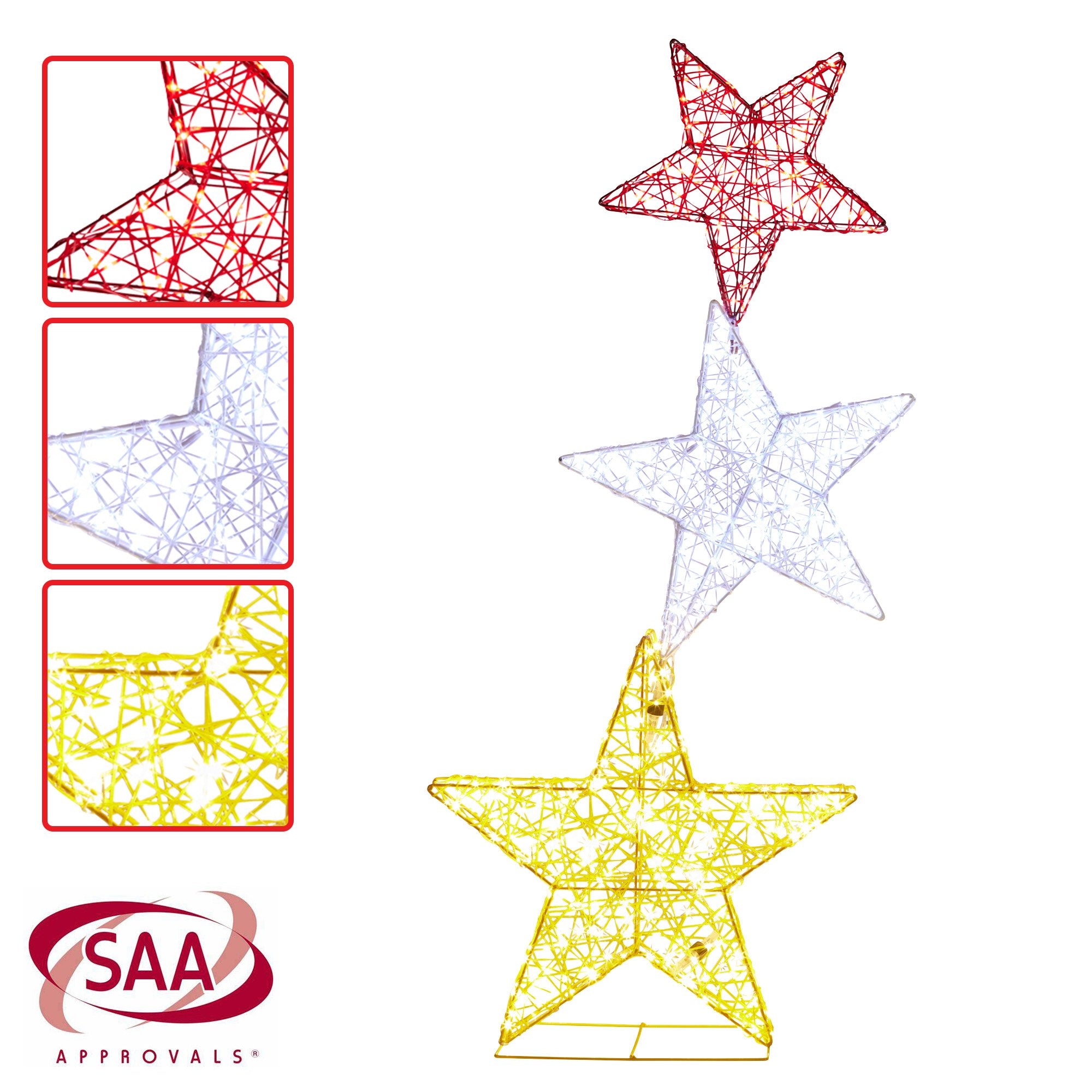 Christabelle 120cm Triple Star Christmas Display with Lights V240-112_MHA515