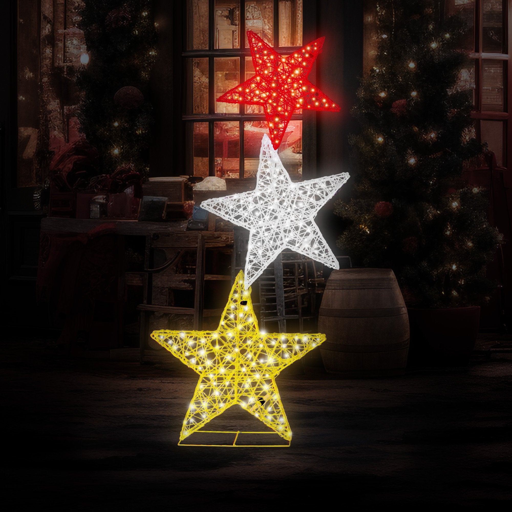Christabelle 120cm Triple Star Christmas Display with Lights V240-112_MHA515