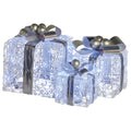 Christabelle Swishmas Set Of 3 Christmas Gift Boxes With Lights With Jewelled Wire And Silver Bows V240-112_MHA520