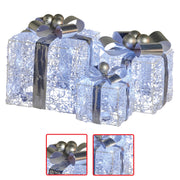 Christabelle Swishmas Set Of 3 Christmas Gift Boxes With Lights With Jewelled Wire And Silver Bows V240-112_MHA520