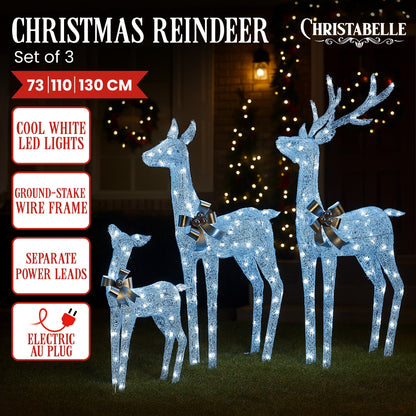 Christabelle Christmas Reindeer Display Set 3 Indoor & Outdoor Decorations Acrylic Beads Cool White LED V240-112_MHA600