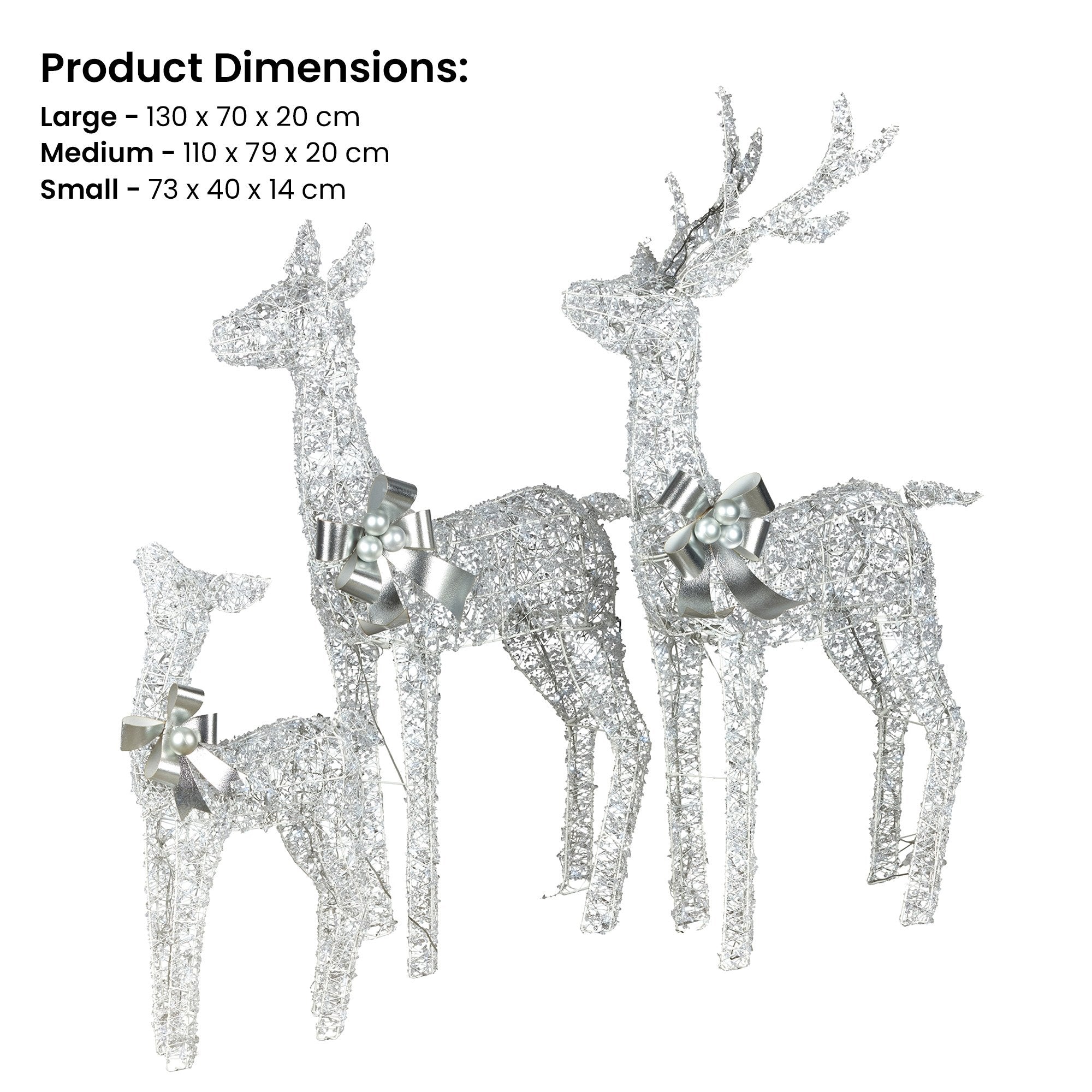Christabelle Christmas Reindeer Display Set 3 Indoor & Outdoor Decorations Acrylic Beads Cool White LED V240-112_MHA600