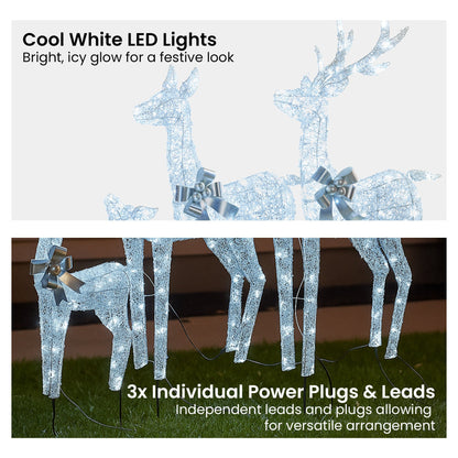 Christabelle Christmas Reindeer Display Set 3 Indoor & Outdoor Decorations Acrylic Beads Cool White LED V240-112_MHA600