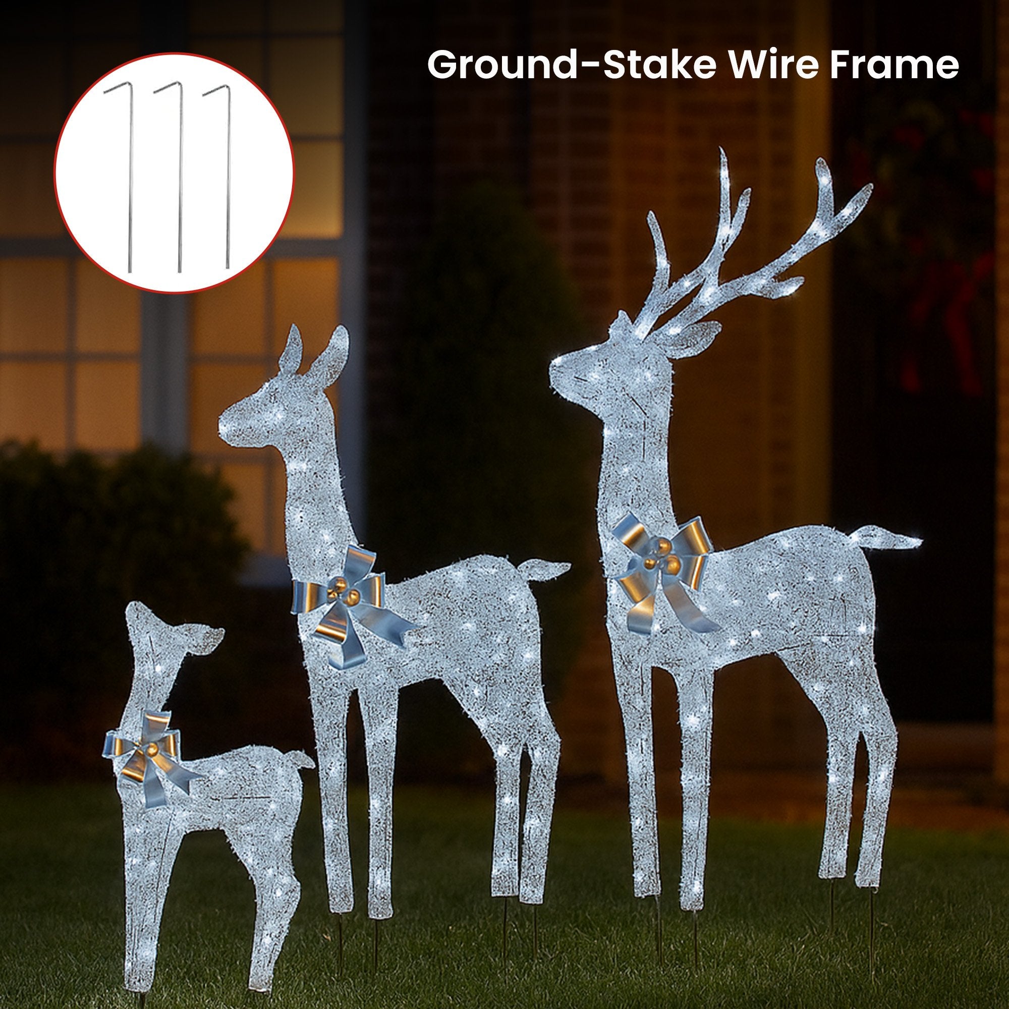 Christabelle Christmas Reindeer Display Set 3 Indoor & Outdoor Decorations Acrylic Beads Cool White LED V240-112_MHA600