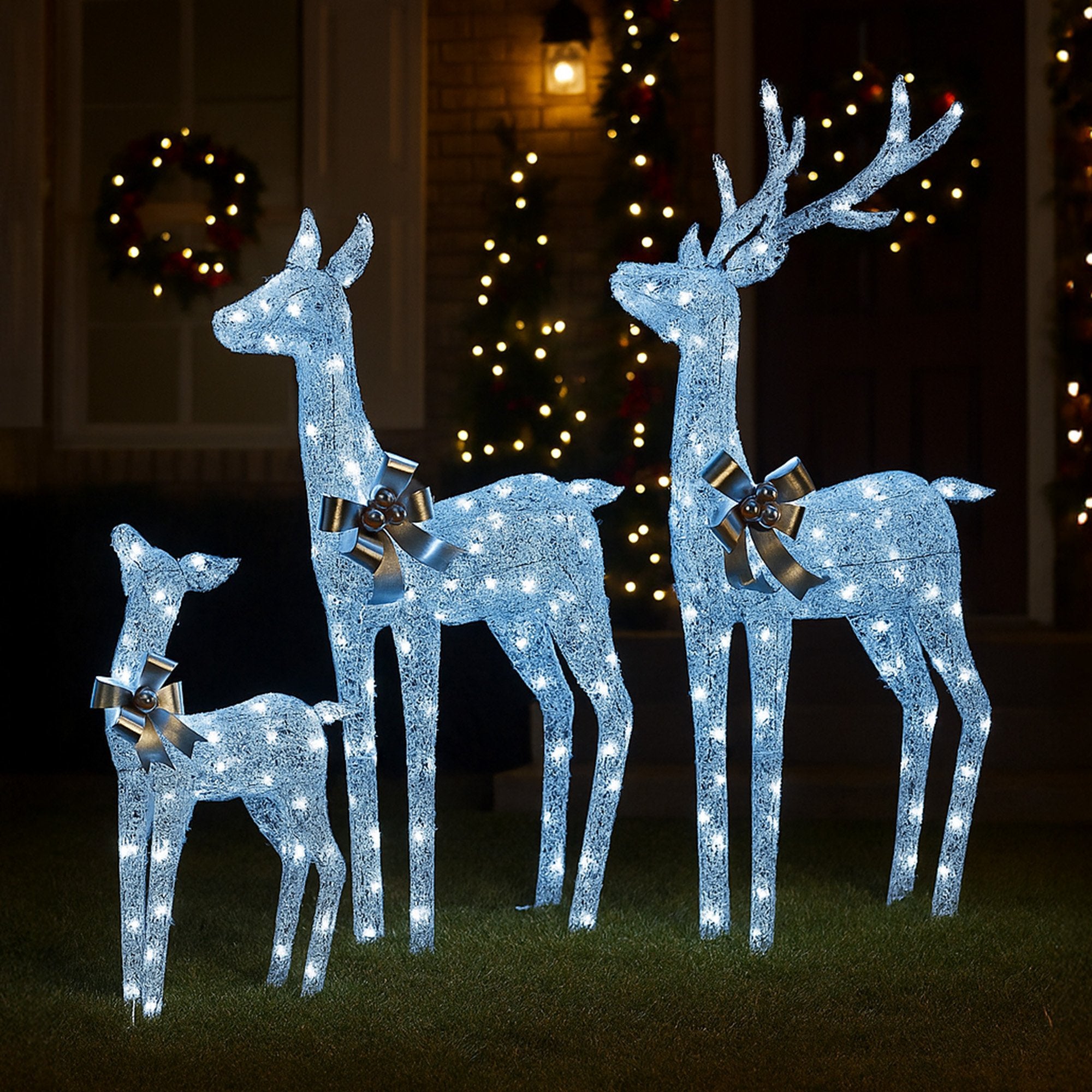 Christabelle Christmas Reindeer Display Set 3 Indoor & Outdoor Decorations Acrylic Beads Cool White LED V240-112_MHA600
