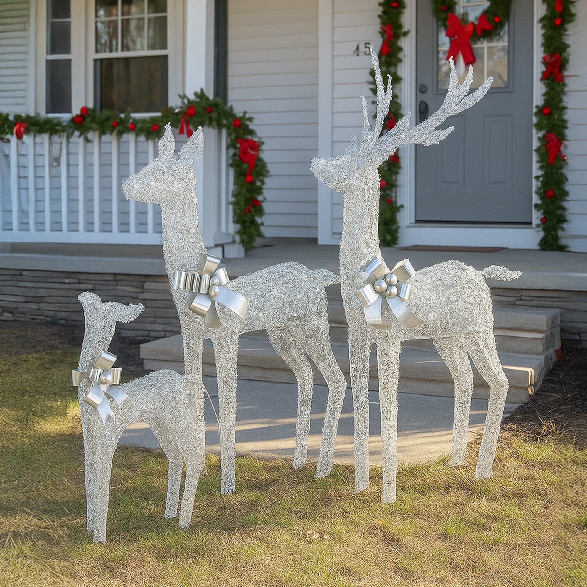 Christabelle Christmas Reindeer Display Set 3 Indoor & Outdoor Decorations Acrylic Beads Cool White LED V240-112_MHA600