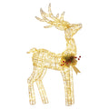Christabelle Light Up Christmas Reindeer Display Indoor & Outdoor Decoration Warm White LED Lights Gold Bow V240-112_MHA603